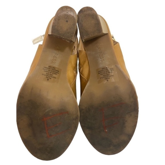 Express peep toe heeled ankle booties Size 8 tan - Picture 8 of 8